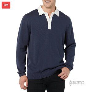 Men's Rugby Pullover Sweater, Versatile Layering, Comfortable Fit